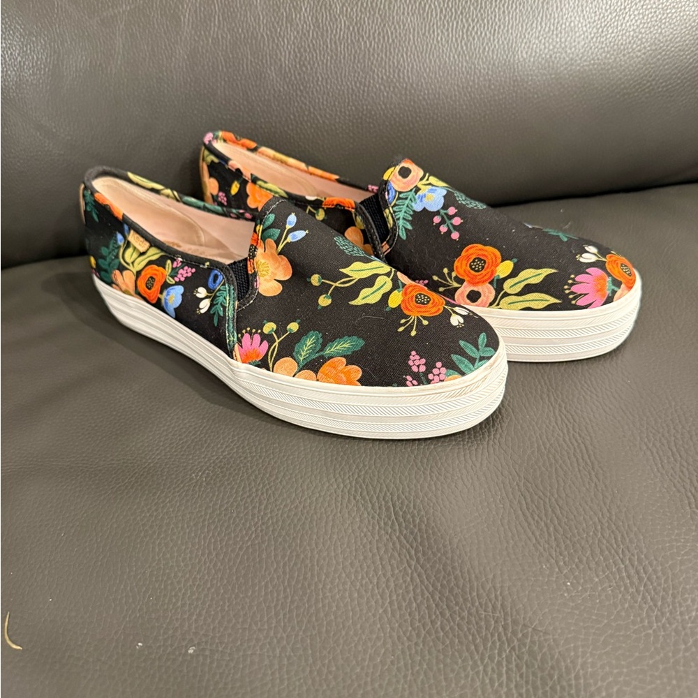 Keds x Rifle Paper Co Shoes Womens 11 Floral Double Decker Slip On Sneakers - Picture 3 of 8